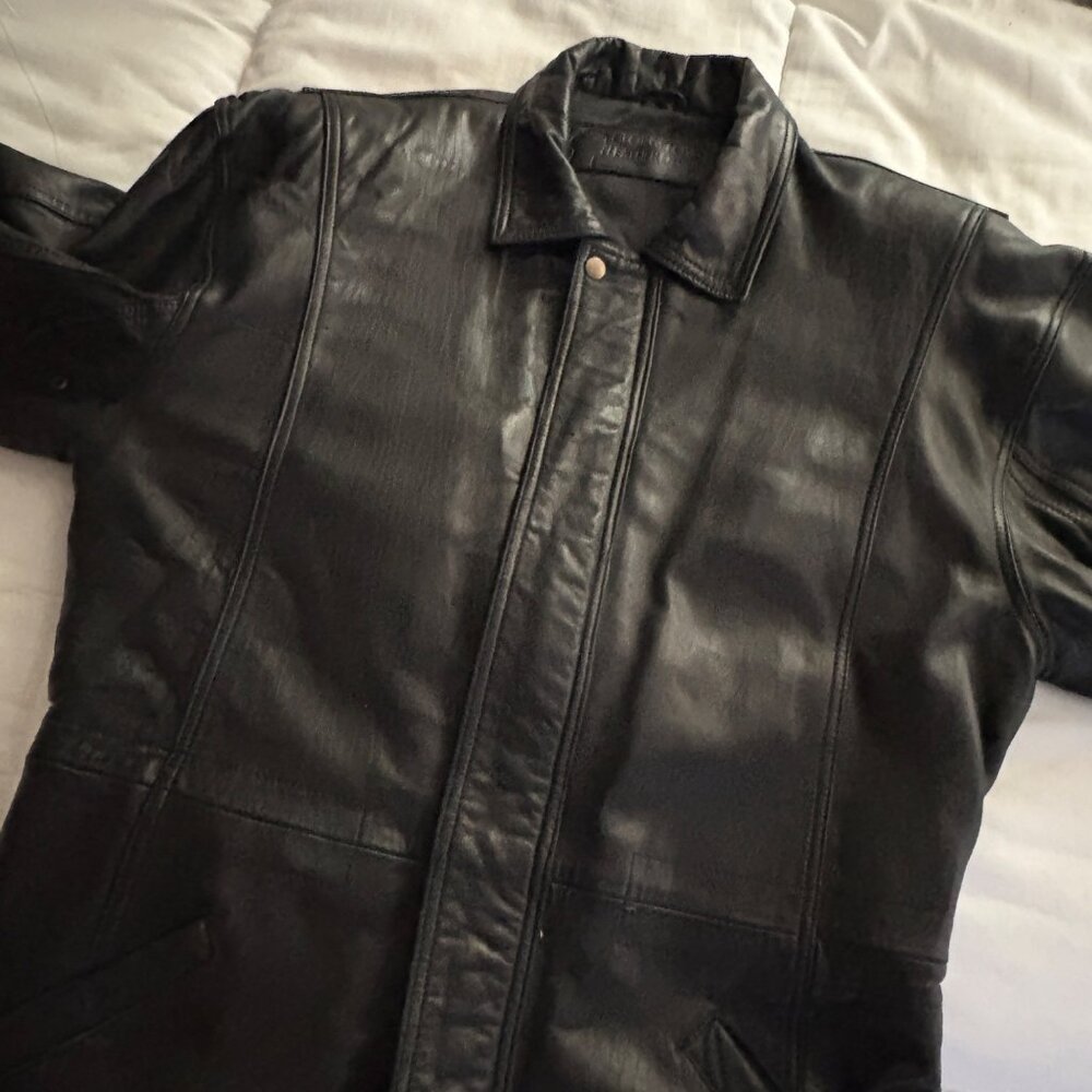 Georgetown Leather Design VTG 90s Black Mens Jacket Genuine Leather Coat M - Picture 4 of 15